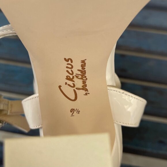 New Sam Edelman Haidyn  Platform Sandal Women 9.5 Cream Rhinestone Buckle Strap - Picture 9 of 9